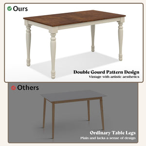 6-Piece Farmhouse Solid Wood Dining Table Set with Chairs and Bench