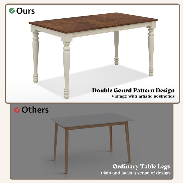 6-Piece Farmhouse Solid Wood Dining Table Set with Chairs and Bench