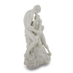 White Marble Lovers Embrace Nude Sculpture