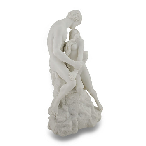 White Marble Lovers Embrace Nude Sculpture