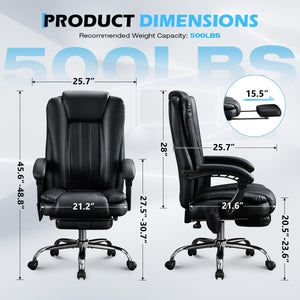 Heated Massage Reclining Office Chair with Footrest