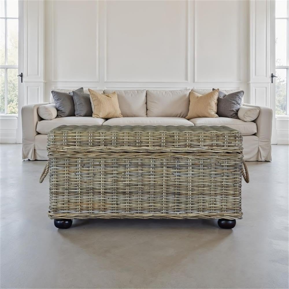Wicker Rattan Storage Trunk with Lift-Top