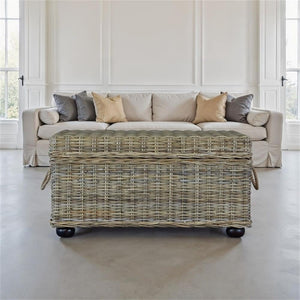 Wicker Rattan Storage Trunk with Lift-Top