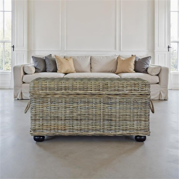 Wicker Rattan Storage Trunk with Lift-Top
