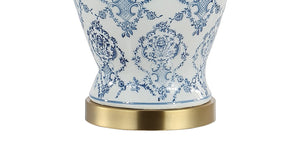 Chinoiserie Ceramic Table Lamp — Blue & White, 24.5"