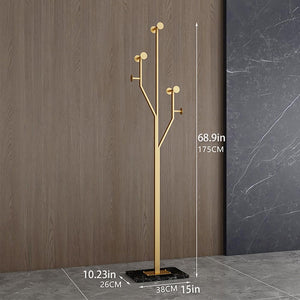 Metal Coat Rack with Marble Base — Freestanding Hook Stand