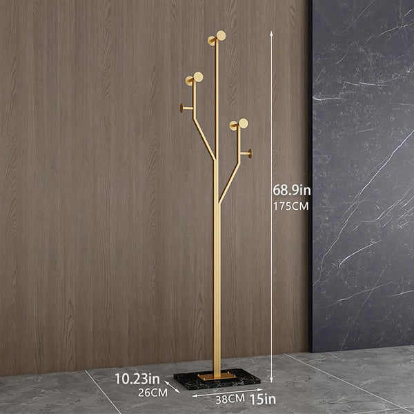 Metal Coat Rack with Marble Base — Freestanding Hook Stand