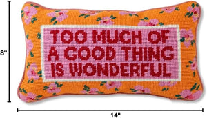 Coral Needlepoint Throw Pillow – Wool Embroidered Accent Pillow 8" x 14"