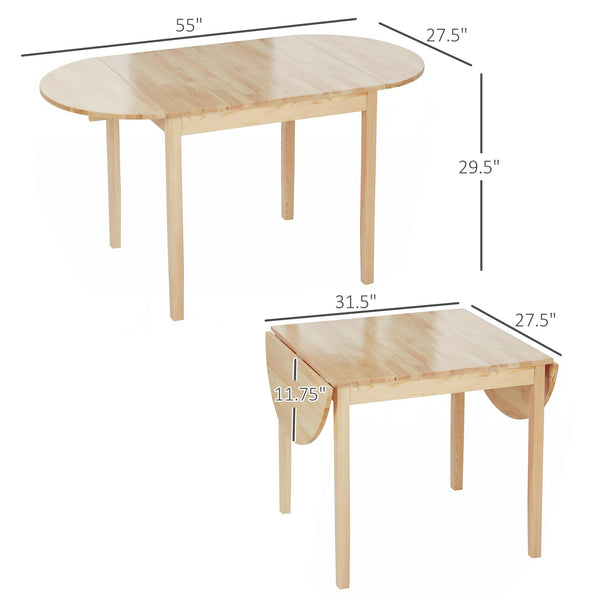Drop Leaf Dining Table – Solid Wood, Seats 4–6