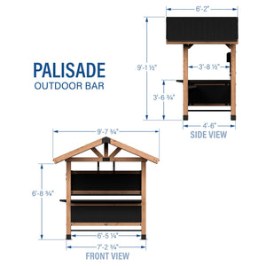 Cedar Wood Outdoor Bar Set with Galvanized Steel Roof