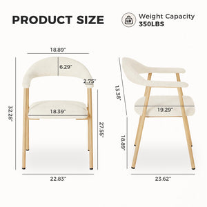 Modern Upholstered Dining Chairs Set of 2 with Curved Backrest