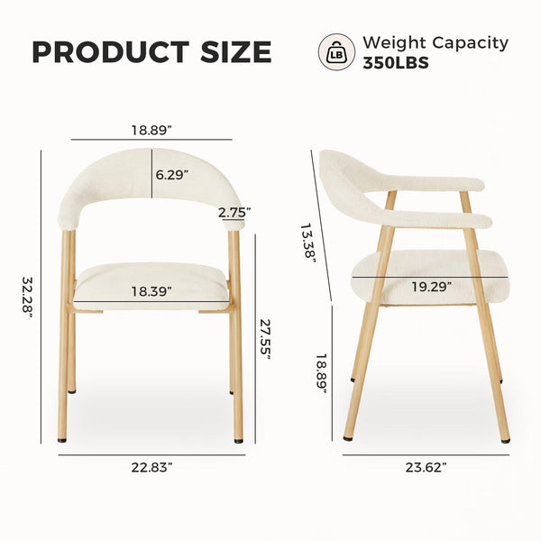 Modern Upholstered Dining Chairs Set of 2 with Curved Backrest