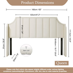 Queen Size Velvet Tufted Wingback Headboard