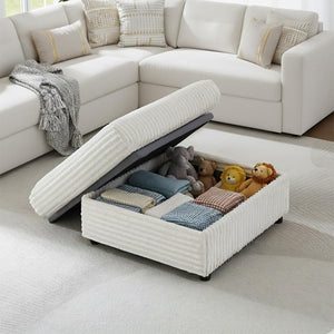 Oversized Corduroy Storage Ottoman with Foot Rest