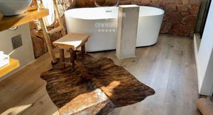 Small Dark Brindle Genuine Cowhide Rug 4ft x 3.5ft