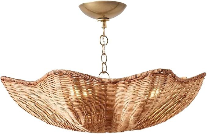 Rattan Pendant Light – Boho Farmhouse Ceiling Fixture