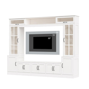 98" Wall Unit TV Stand with LED Lights & Bookshelves