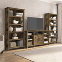 60" Farmhouse TV Stand with 2 Bookcases – Reclaimed Pine
