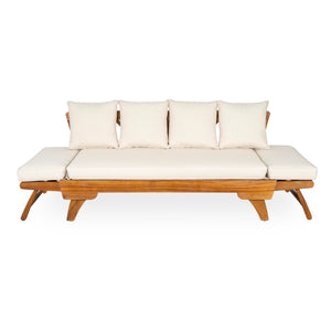 Convertible Outdoor Daybed Sofa – 3-Seater Acacia Wood Patio Couch