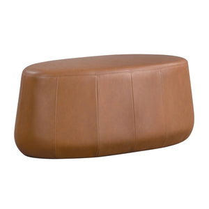 Oval Upholstered Ottoman – 40" Faux Leather