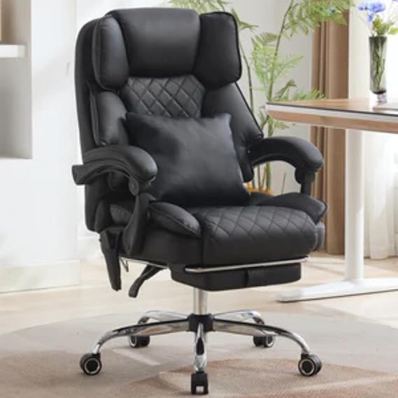 Ergonomic Massage Office Chair with Heat & Kneading | Reclining Executive Desk Chair with Footrest