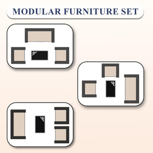 4-Piece Outdoor Rattan Patio Conversation Set with Cushions & Glass Table