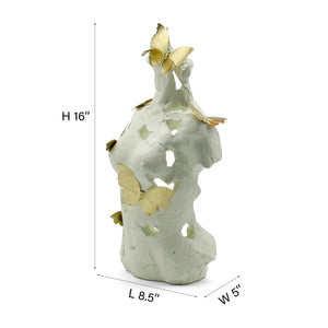 Abstract Female Bust Sculpture with Butterflies