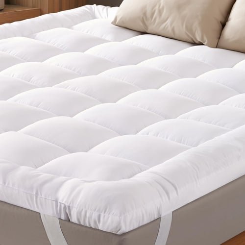 Ultra-Soft Mattress Topper with Cooling Microfiber & Adjustable Straps