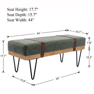 PU Leather Rectangle Ottoman Bench with Metal Legs