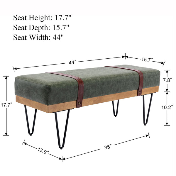 PU Leather Rectangle Ottoman Bench with Metal Legs