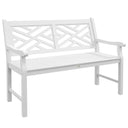 Outdoor Wood Patio Bench – 2-Person Slatted Poplar Seat with Armrests