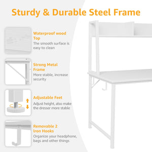 47-Inch Computer Desk with Hutch, Drawers & Power Outlets