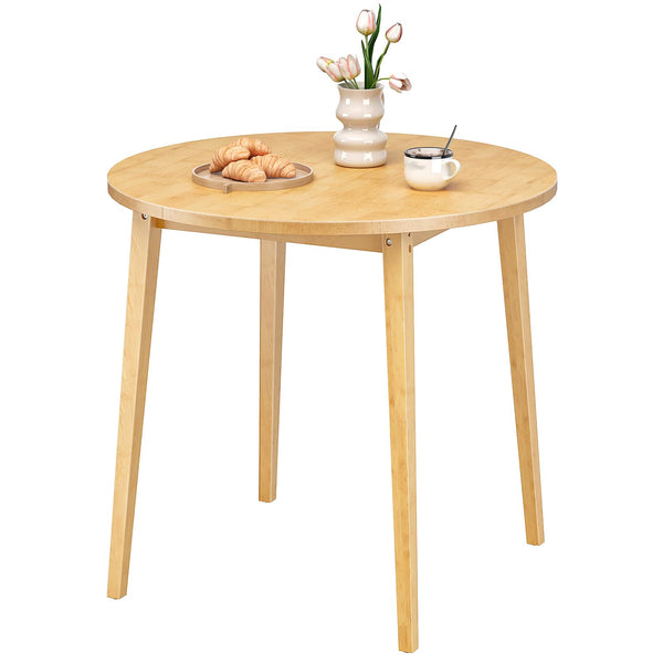 Round Bamboo Dining Table for 2-4 | 35.4 Inch Kitchen Table for Small Spaces