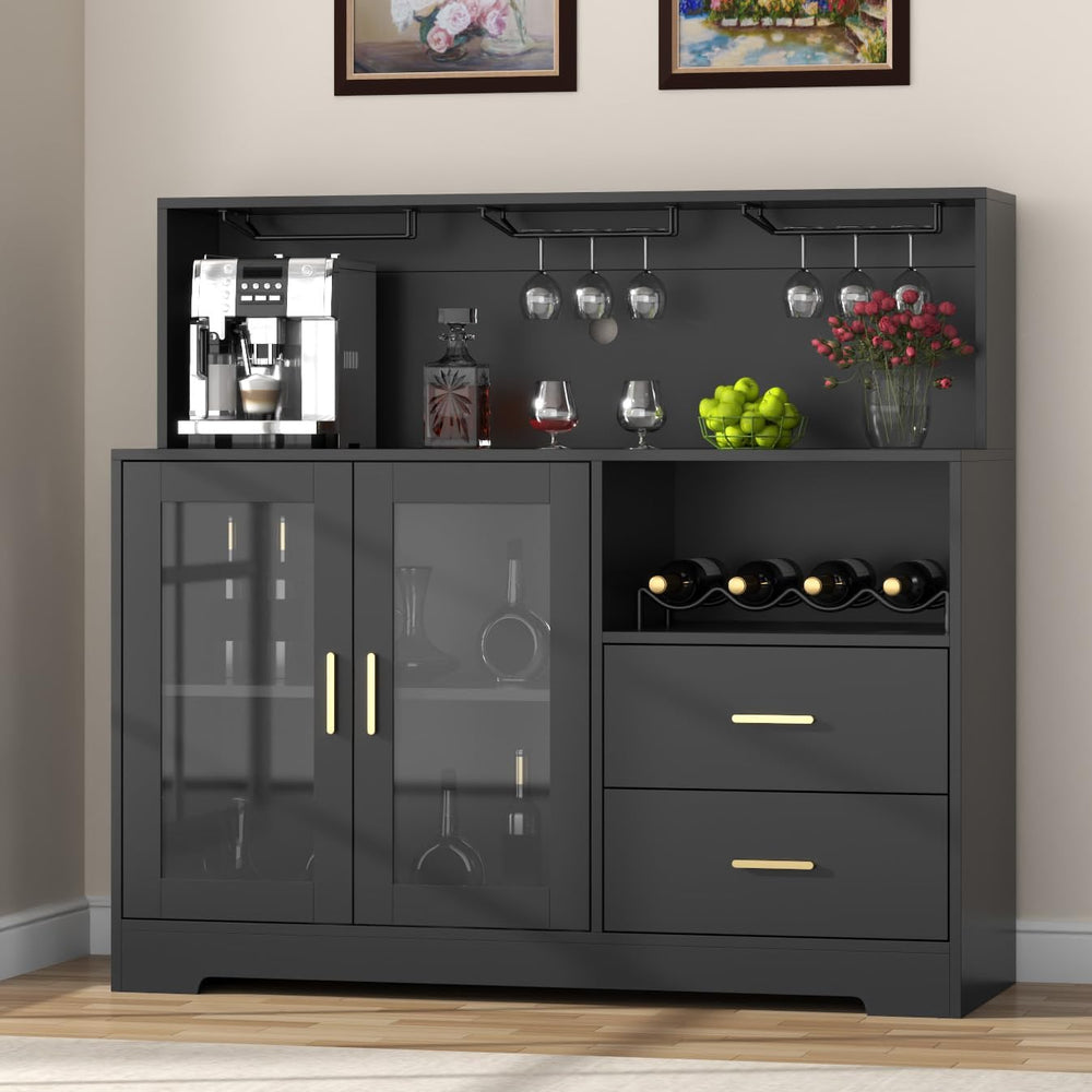 Bar Cabinet with LED Light & Wine Rack