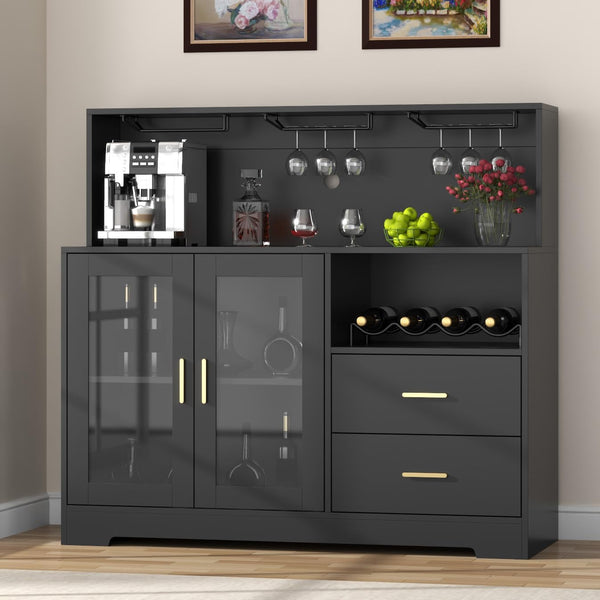 Bar Cabinet with LED Light & Wine Rack