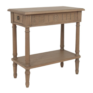 Narrow End Table with Drawer & Shelf – Solid Wood Farmhouse Side Table