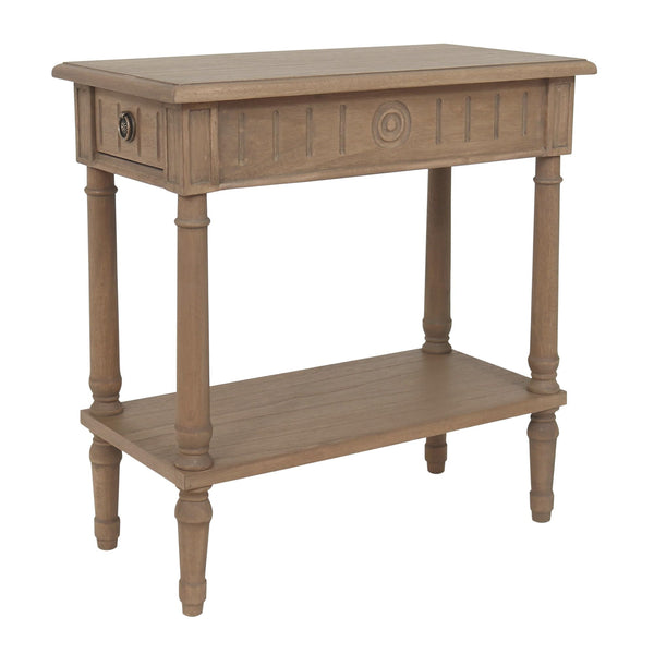 Narrow End Table with Drawer & Shelf – Solid Wood Farmhouse Side Table