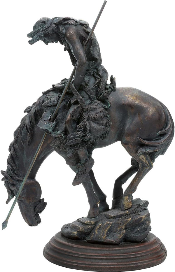 Western Bronze-Tone Warrior Sculpture – Polystone Statue