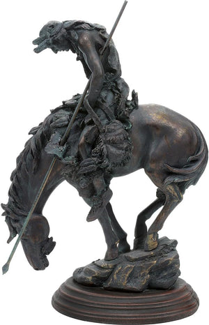 Western Warrior Polystone Sculpture - Bronze-Tone Decorative Statue