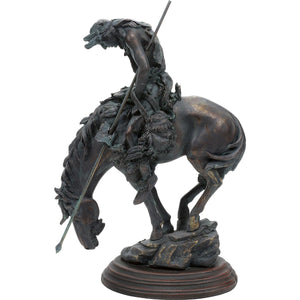 Western Bronze-Tone Warrior Sculpture – Polystone Statue