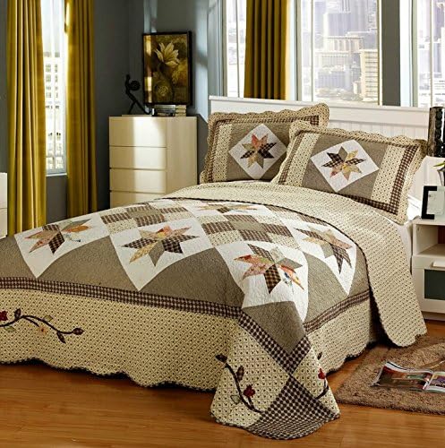 Queen Size Patchwork Quilt Set 3 Piece