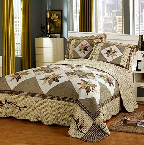 Queen Size Patchwork Quilt Set 3 Piece