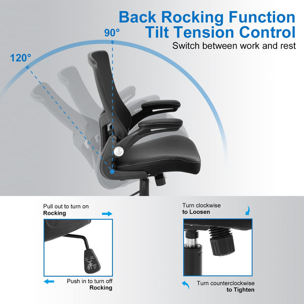 Ergonomic Mesh Office Chair with Lumbar Support & Flip-Up Arms