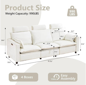 Power Reclining Sectional Sofa with Storage & USB Charging