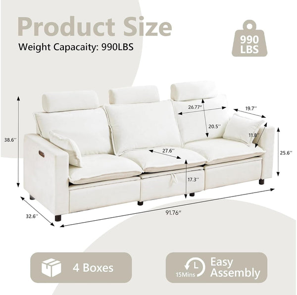 Power Reclining Sectional Sofa with Storage & USB Charging