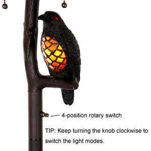 Tiffany Style Stained Glass Floor Lamp – Ravens & Moon