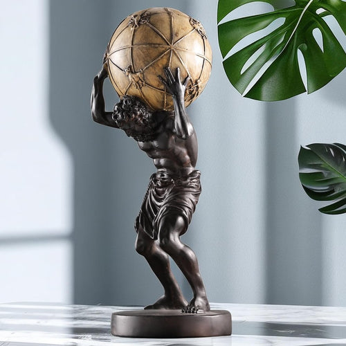 Greek Atlas Holding World Statue – Resin Sculpture Figurine 16.5 Inch
