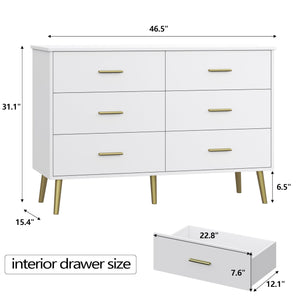 6-Drawer Wood Dresser with LED Light