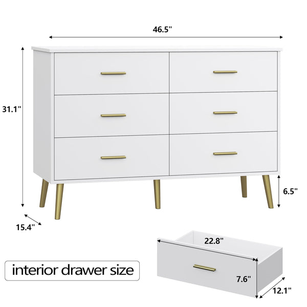 6-Drawer Wood Dresser with LED Light