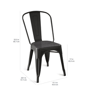Stackable Metal Dining Chairs Set of 4